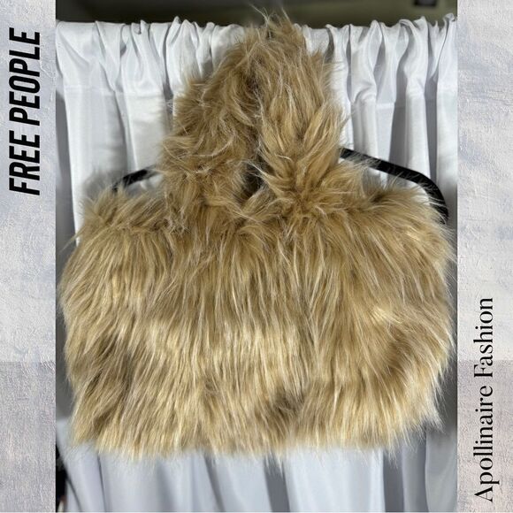 URBAN OUTFITTERS TAN FAUX FUR TOTE HANDBAG MEDIUM NEW - Picture 4 of 6